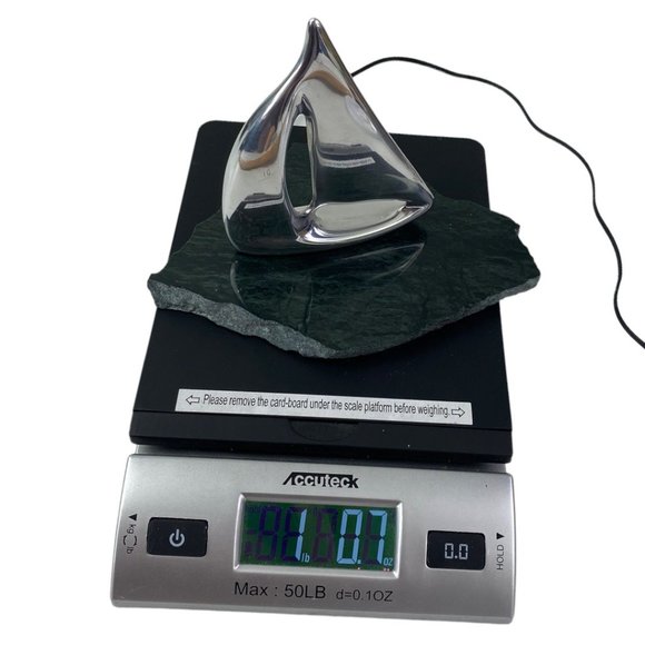 Vintage Hoselton Sculptures Modern Cast Aluminum Sail Boat on Marble Base - Picture 5 of 5